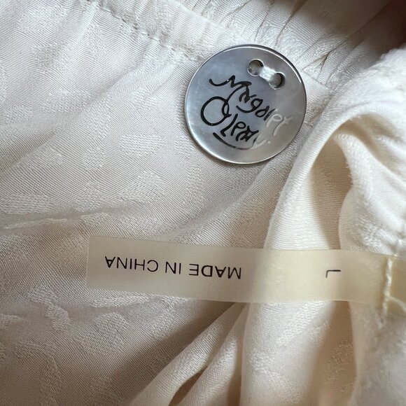 Margaret O'Leary Ruffle Collar Tie Neck Sleeveless Blouse Ivory Cream Size Small - Picture 6 of 9